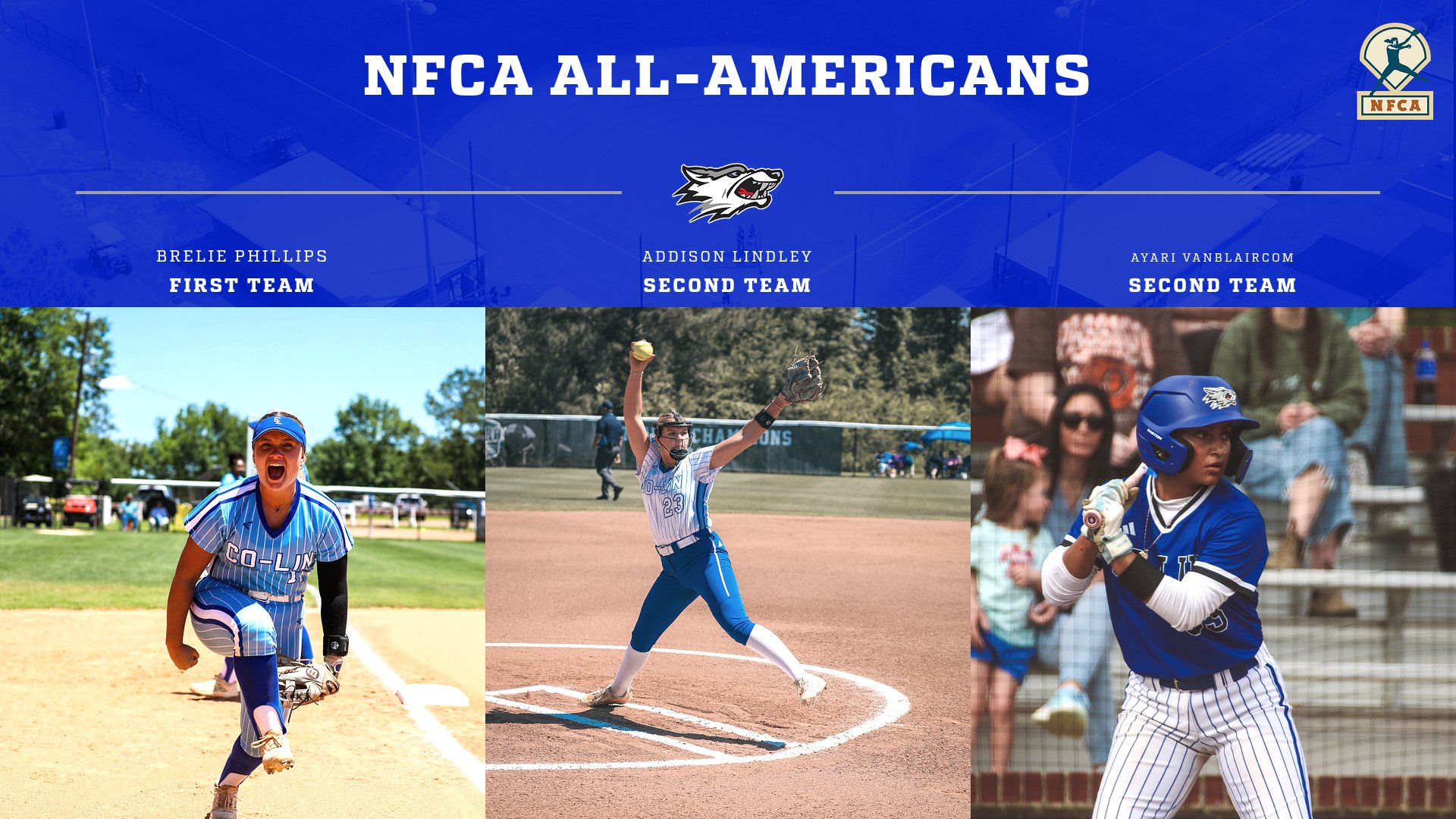 Lady Wolves Trio Nab NFCA Postseason Honors